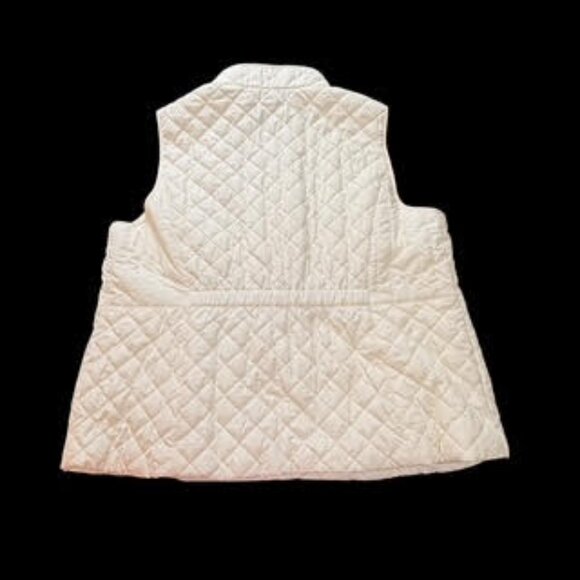 Talbots Quilted Vest Ivory White Fleece Lined Zip Snap Pockets Women’s Plus 2X - Picture 3 of 13